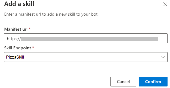 Dialog for adding a remote skill using its manifest URL.