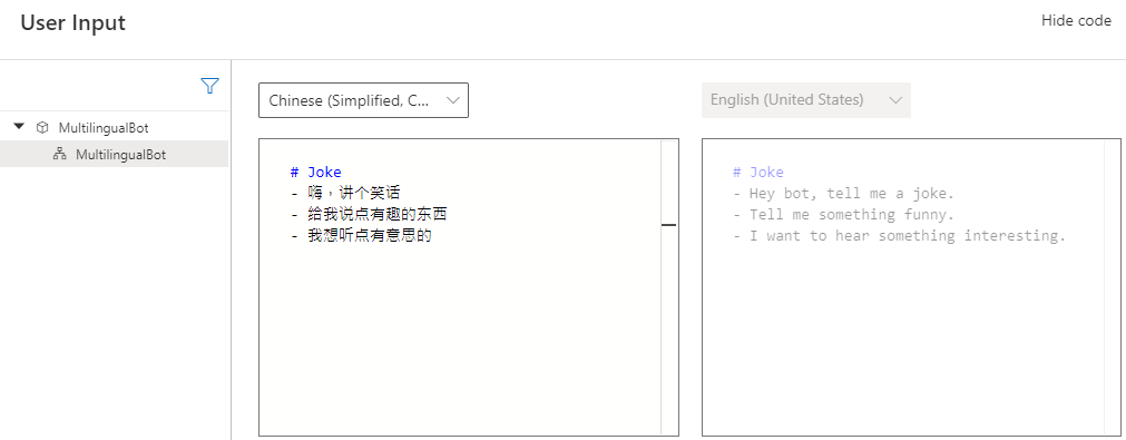 Translate user input