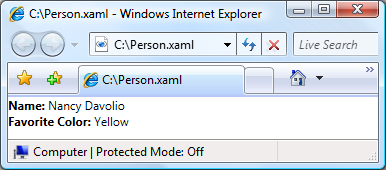 Person.XAML ファイルの内容の表示