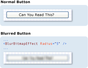 スクリーンショット: [Compare button to blurred button]\(ボタンをぼかしたボタンと