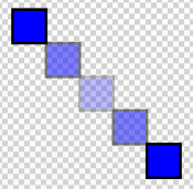 異なる不透明度の値で描画された四角形