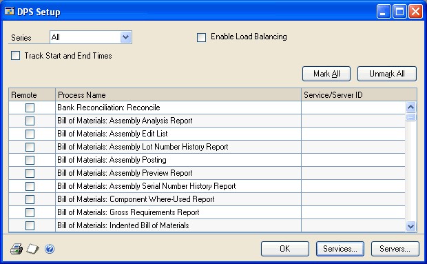 Screenshot of the DPS Setup window.
