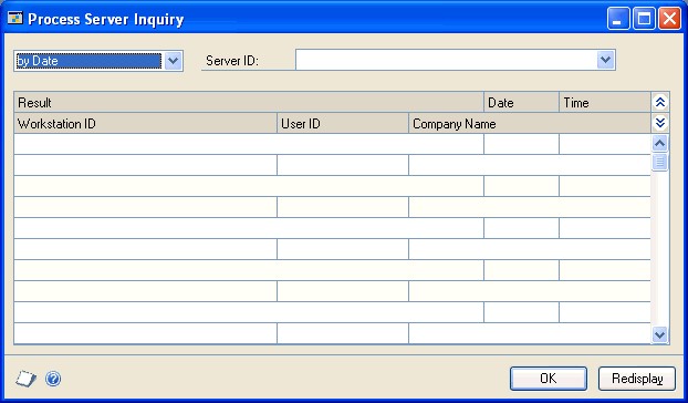 Screenshot of the Process Server Inquiry window.