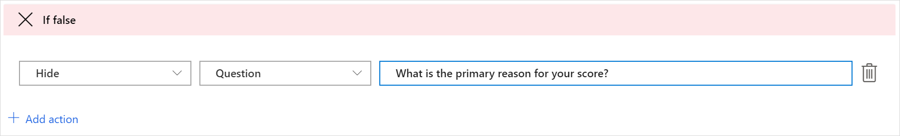 分岐ルール false の場合のアクション 分岐ルール false の場合のアクション。
