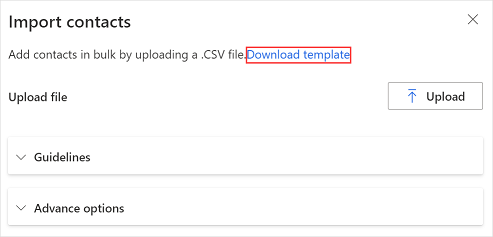 CSV テンプレートをダウンロードして受信者リストを作成する。