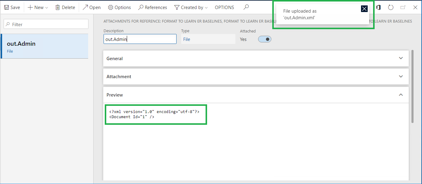 添付ファイル ページのスクリーンショット 添付ファイル ページ。