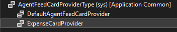ExpenseCadProvider が追加された AgentFeedCardProviderType の ExpenseCardProvider スクリーンショット。