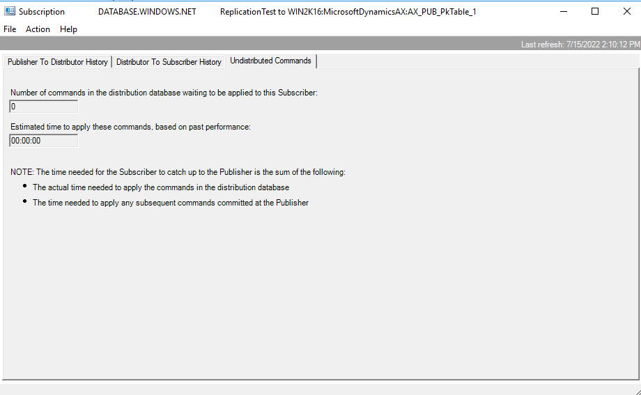 未処理のコマンドがこれ以上ない場合の未分散コマンドのスクリーンショット。