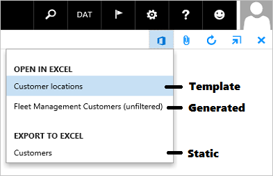 Microsoft Office メニューで開きます。