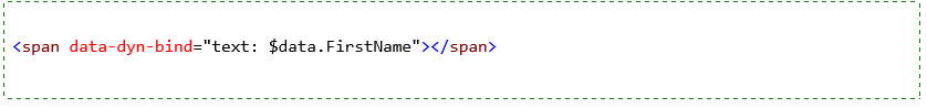 プロパティまたはコマンドにバインドする HTML コードの例。