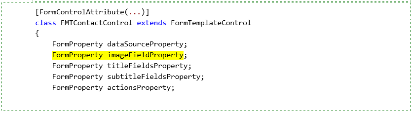 ImageFieldProperty と呼ばれる FormProperty の宣言の例。