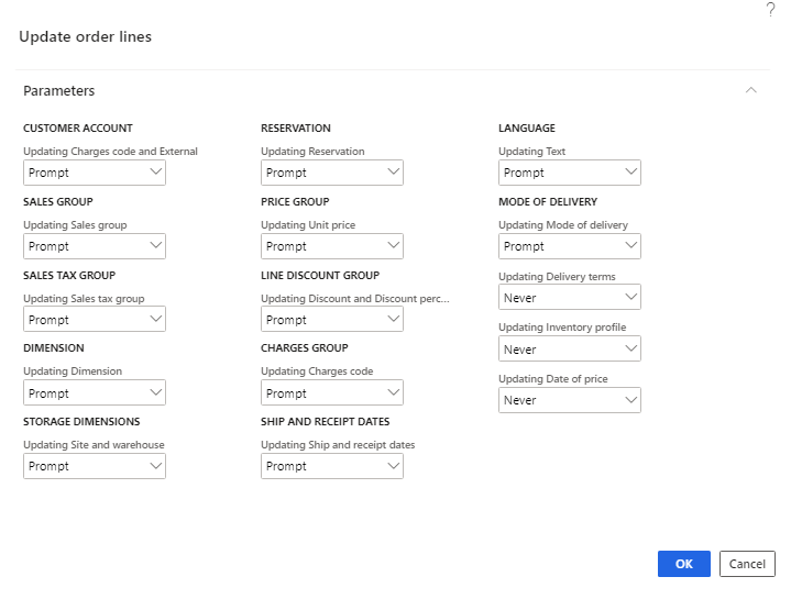 Update order lines page.