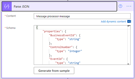 Power Automate の JSON の解析ステップ。