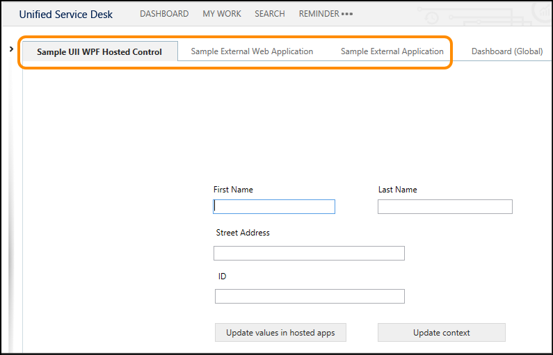 使用可能な UII WPF でホストされたコントロールの例。