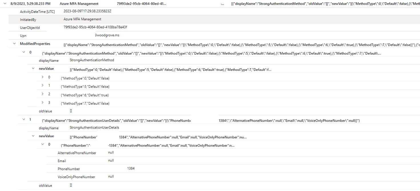 移行したユーザーに対する Log Analytics のスクリーンショット。