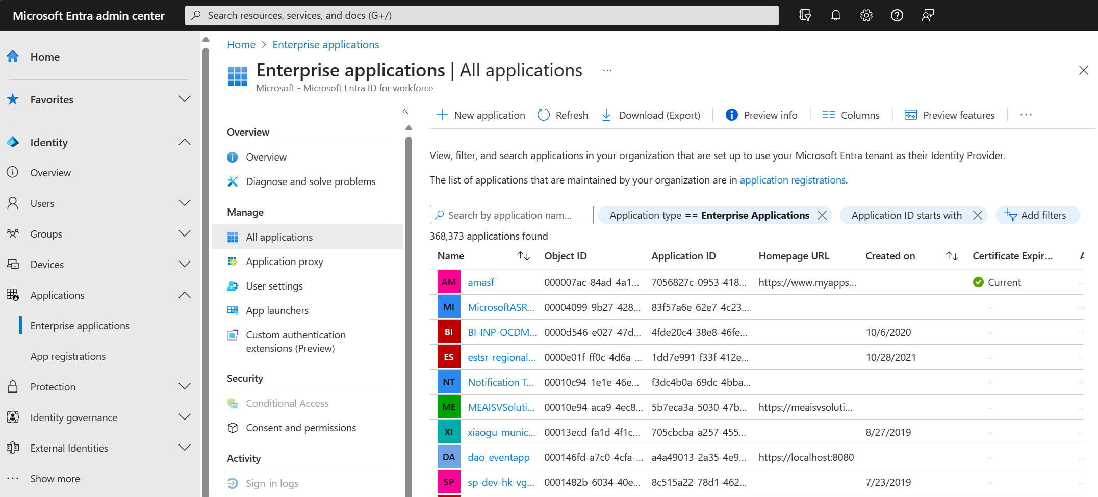 View the registered applications in your Microsoft Entra tenant.