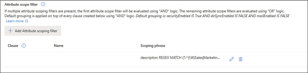 REGEX MATCH ベースのスコーピングのスクリーンショット。