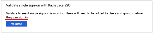 Screenshot shows the SSO Validate Button.