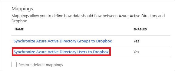 Dropbox ユーザー マッピング