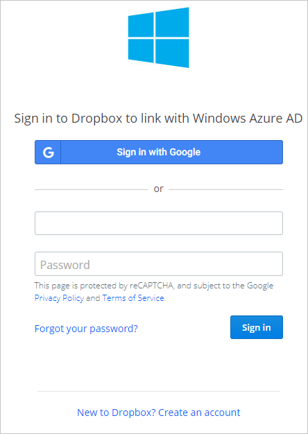 Dropbox for Business sign-in
