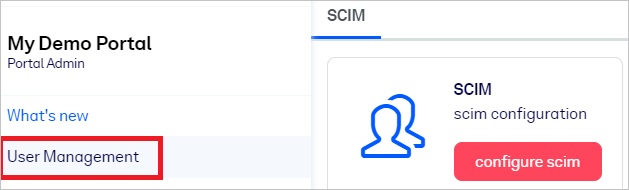 getAbstract の [SCIM Admin]\(SCIM 管理\) を示すスクリーンショット。