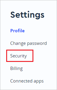 Mapbox の [Security]\(セキュリティ\) タブ