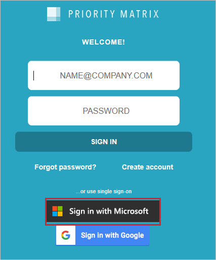 Priority Matrix OIDC login