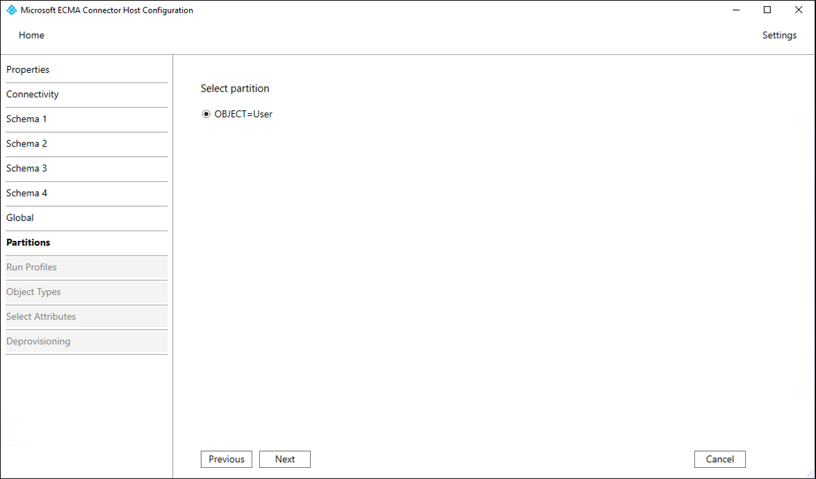 Screenshot that shows the Partitions page.