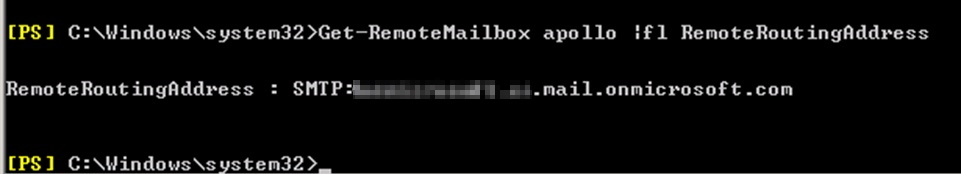 Get-RemoteMailbox の出力。