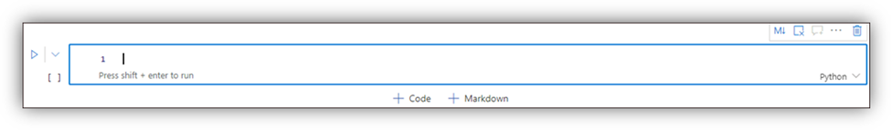 編集モードのセルのスクリーンショット。