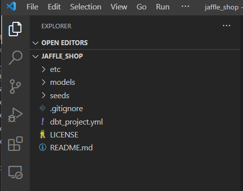 [プロジェクトを開く] が表示されている Visual Studio Code のスクリーンショット。