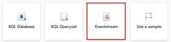 ホーム ページ上の Eventstream のタイルを示すスクリーンショット。
