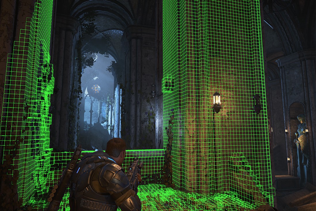 音響効果のボクセルを示した Gears of War 4 のスクリーンショット