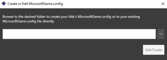 MicrosoftGame.Config のエディターの初期ウィンドウ