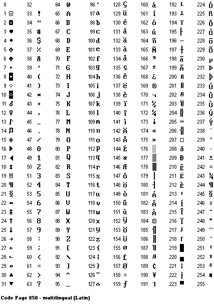 IBM 拡張文字セットを示す画像。