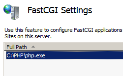 スクリーンショットは、[完全パス名] が強調表示されている [Fast C G I 設定] ページを示しています。