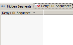 [操作] ウィンドウの [Deny U R L Sequences]\(U R L シーケンスの拒否\) タブを含む [要求フィルター] ページのスクリーンショット。
