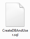 スクリーンショットは、Create D B And User dot s q l アイコンを表示しています。