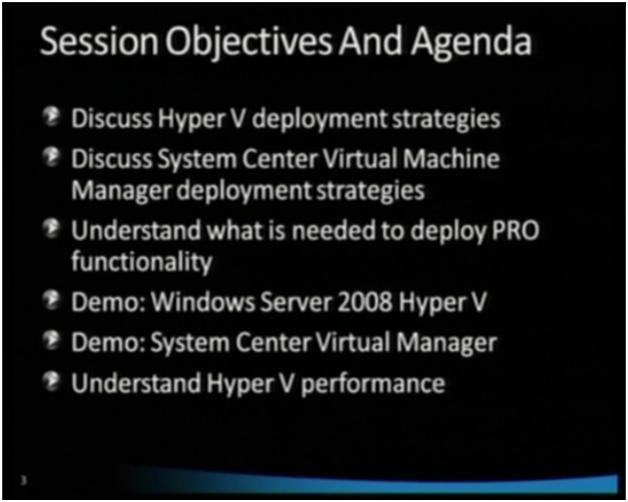 Hyper V セッション目標と議題の展開のスクリーンショット。