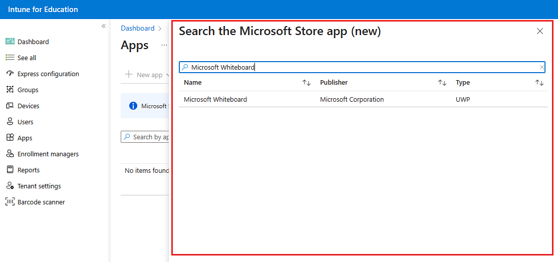 検索語句と一致する 1 つの結果を示す、Microsoft Store アプリ カタログで使用されている検索フィルターの例。