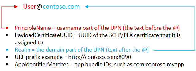 Microsoft Intune の iOS/iPadOS ユーザー名 SSO 属性