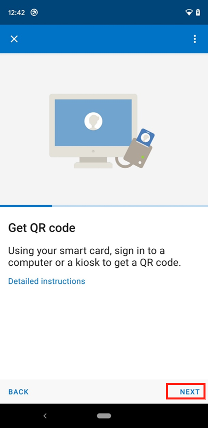 ポータル サイト QR コードの取得画面のスクリーンショットの例。