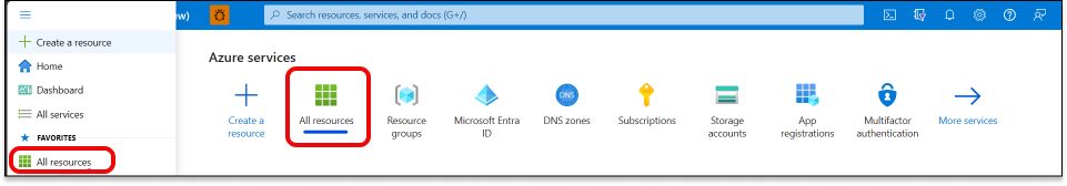 Azure portal内のすべてのリソースを選択する