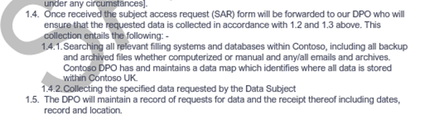 スクリーンショットは、上記の SAR の手順のスニペットであり、データがどのように見つかるかを示しています。