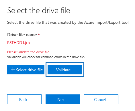 [検証] をクリックして、選択したドライブ ファイルを検証します。