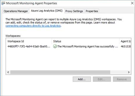 Microsoft Monitoring Agent のプロパティ