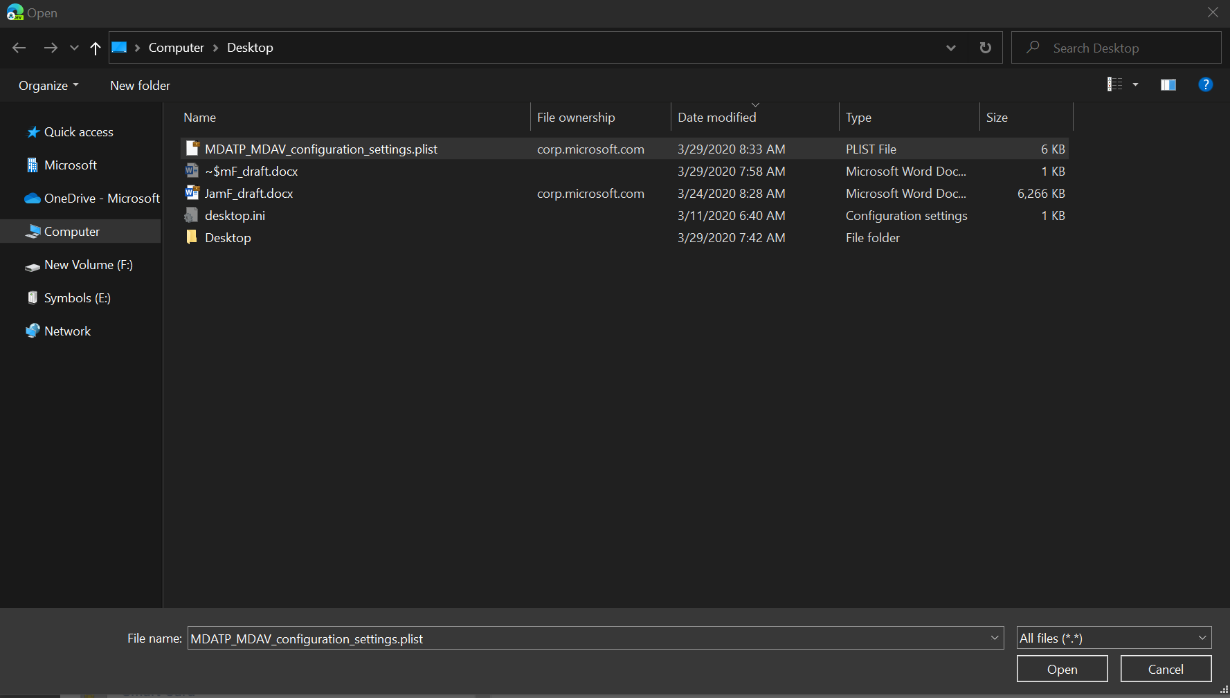 mdatpmdav の構成設定。