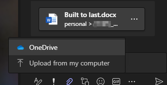 OneDrive から共有されたファイル、またはコンピューターからアップロードされたファイルのスクリーンショット。