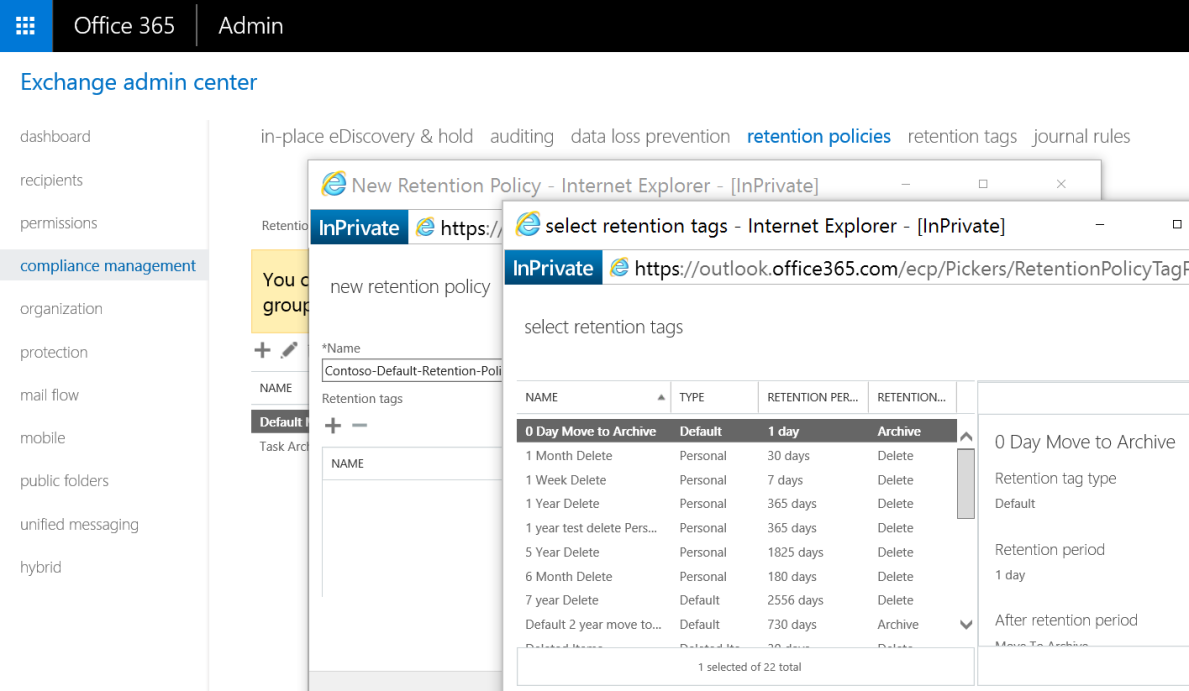 Microsoft 365 のメッセージング レコード管理 (MRM) とアイテム保持ポリシー。 - Microsoft 365 |  Microsoft Learn