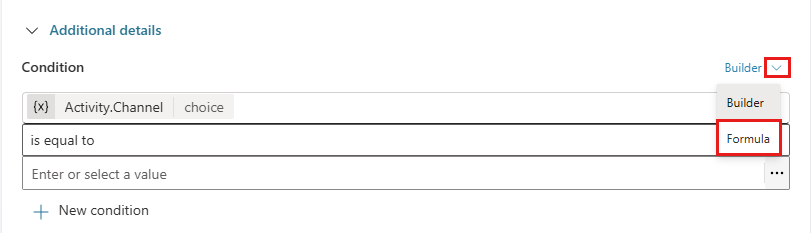 数式エディターへの移動オプションを表示したスクリーンショット。